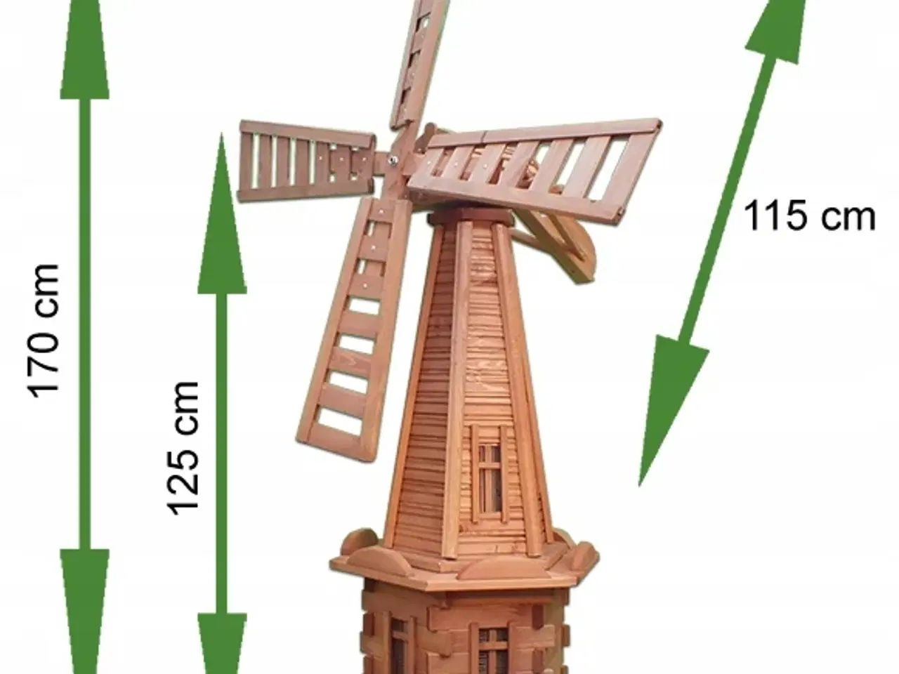 Billede 13 - Trævindmøller til haven med LED – 3 størrelser! Hå