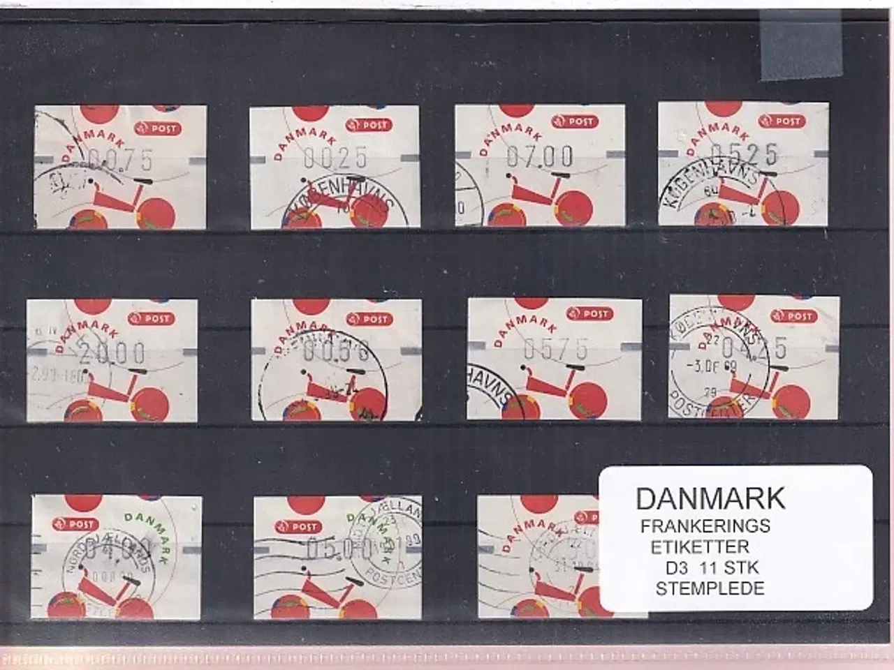 Billede 1 - Danmark - Frankeringsetiketter  D 3 - 11 Stk. Stemplede