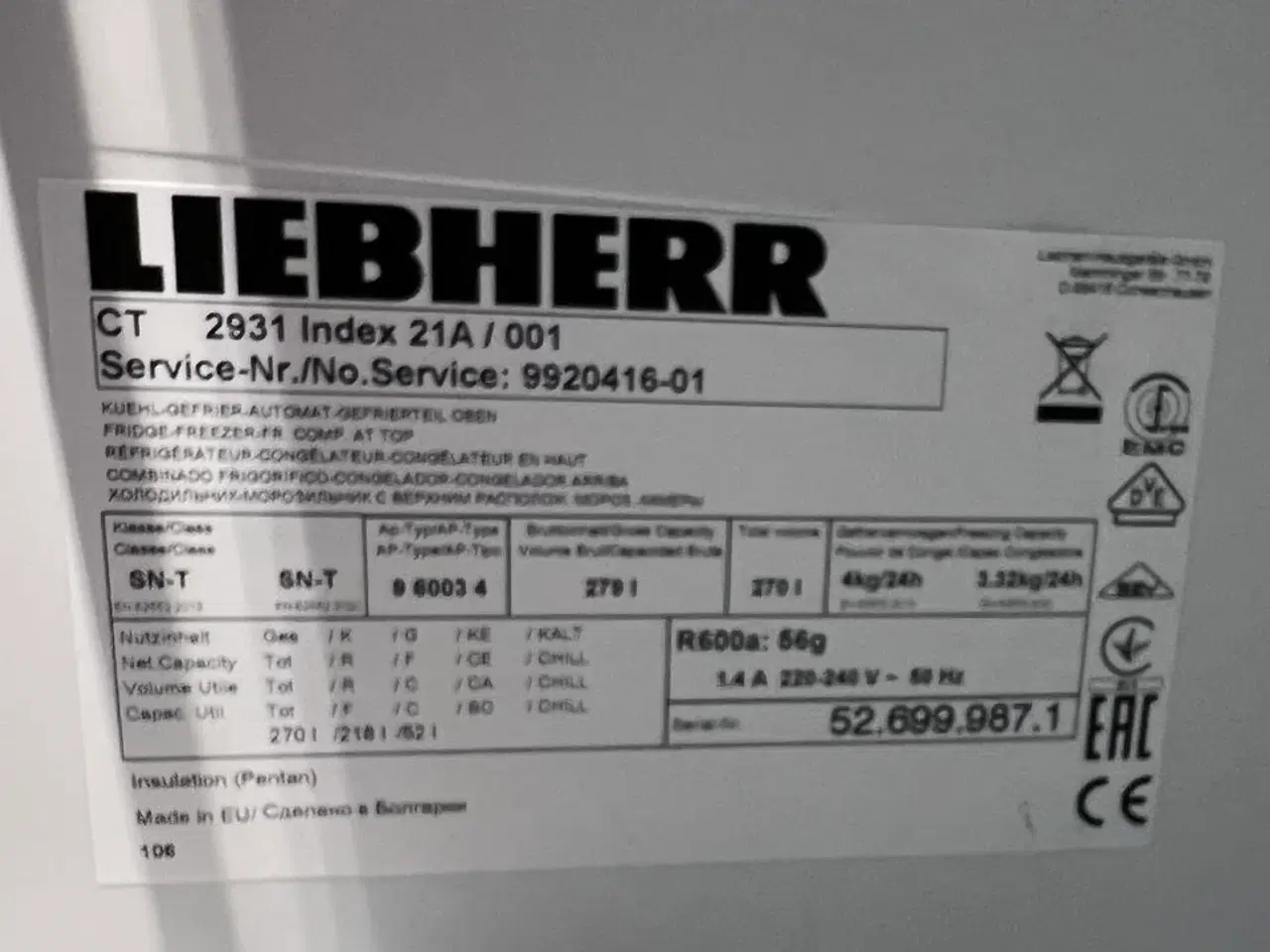 Billede 3 - Kølefryseskab LIEBHERR