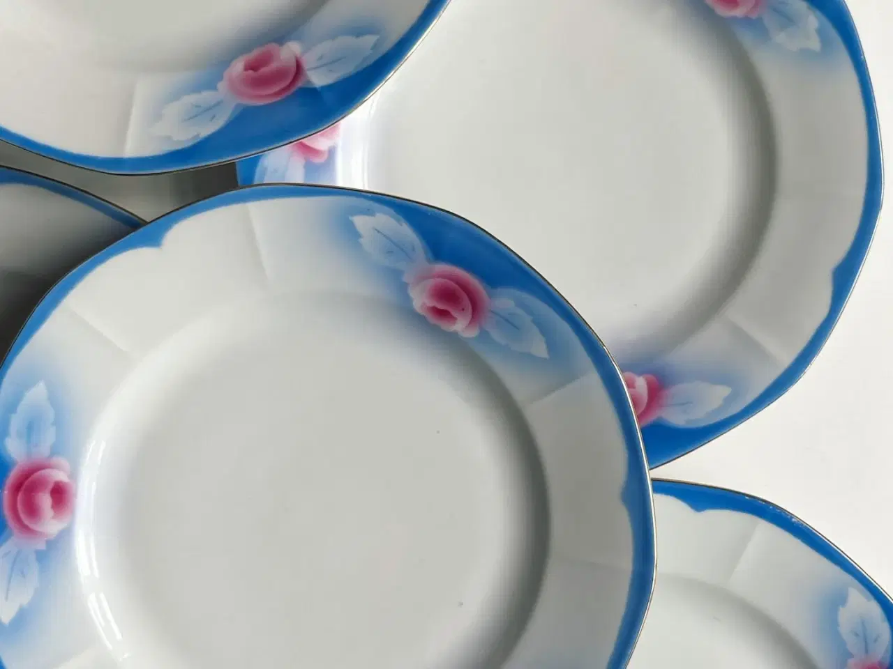 Billede 7 - Tjekkoslovakiske middagstallerkner m roser og blå farve, 7 stk samlet