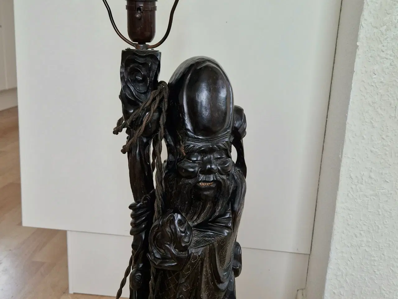 Billede 5 - Lampe, kinesisk træfigur,, antik