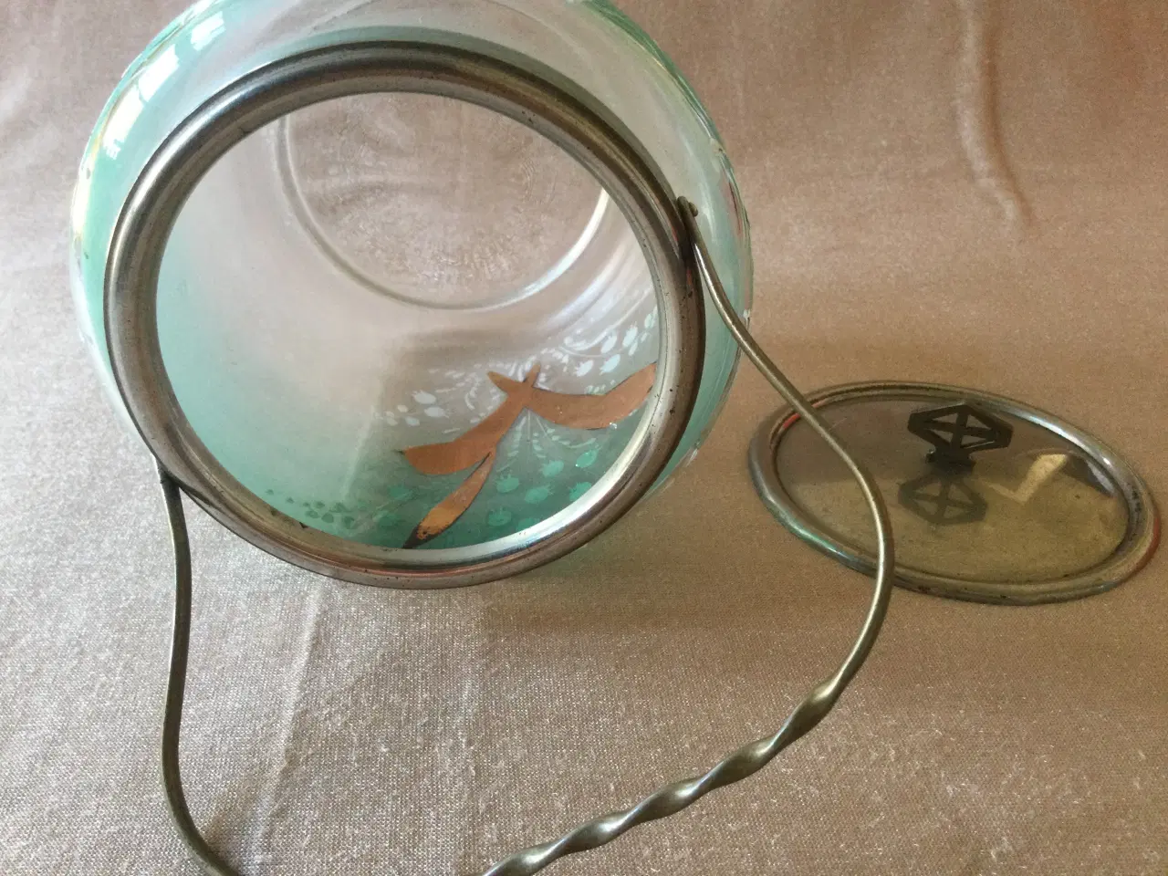 Billede 5 - Kiksespand i smukt lasur bemalet glas