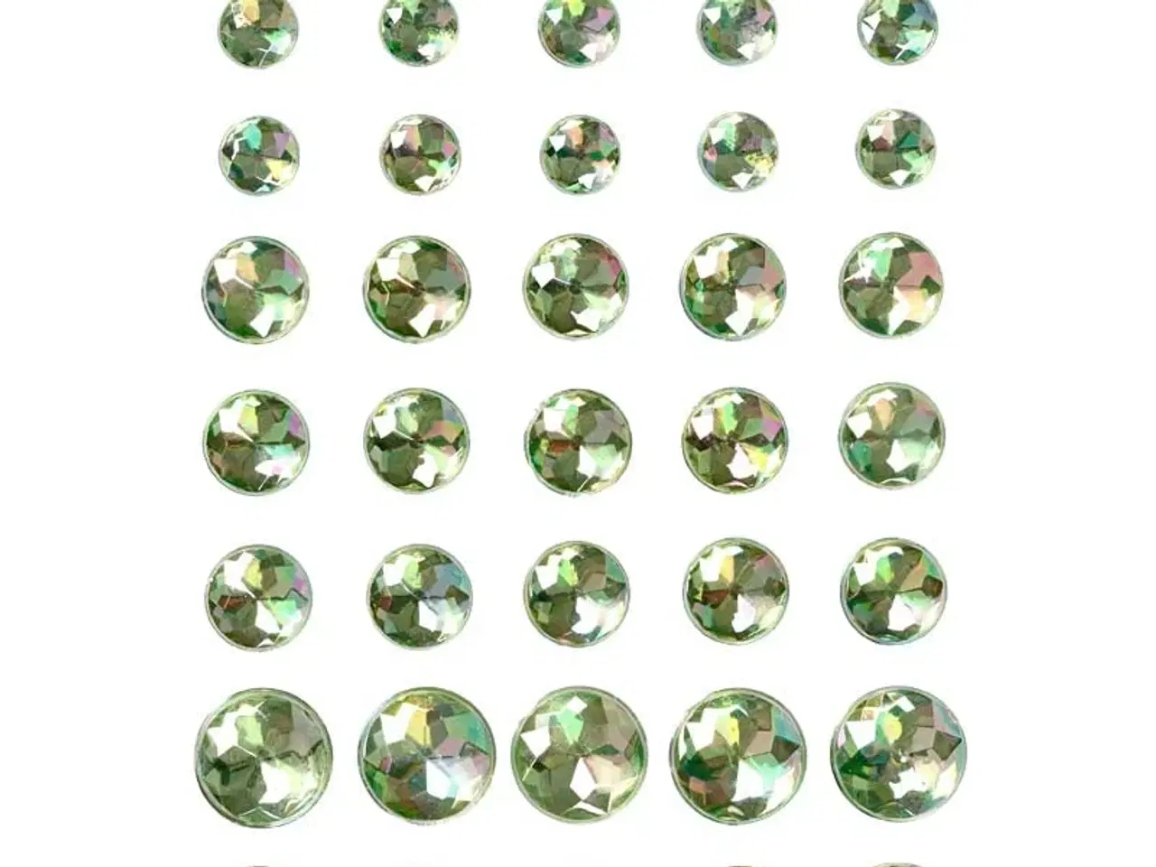 Billede 1 - Selvklæbende grønne rhinsten, 40 stk. i 3 størrelser