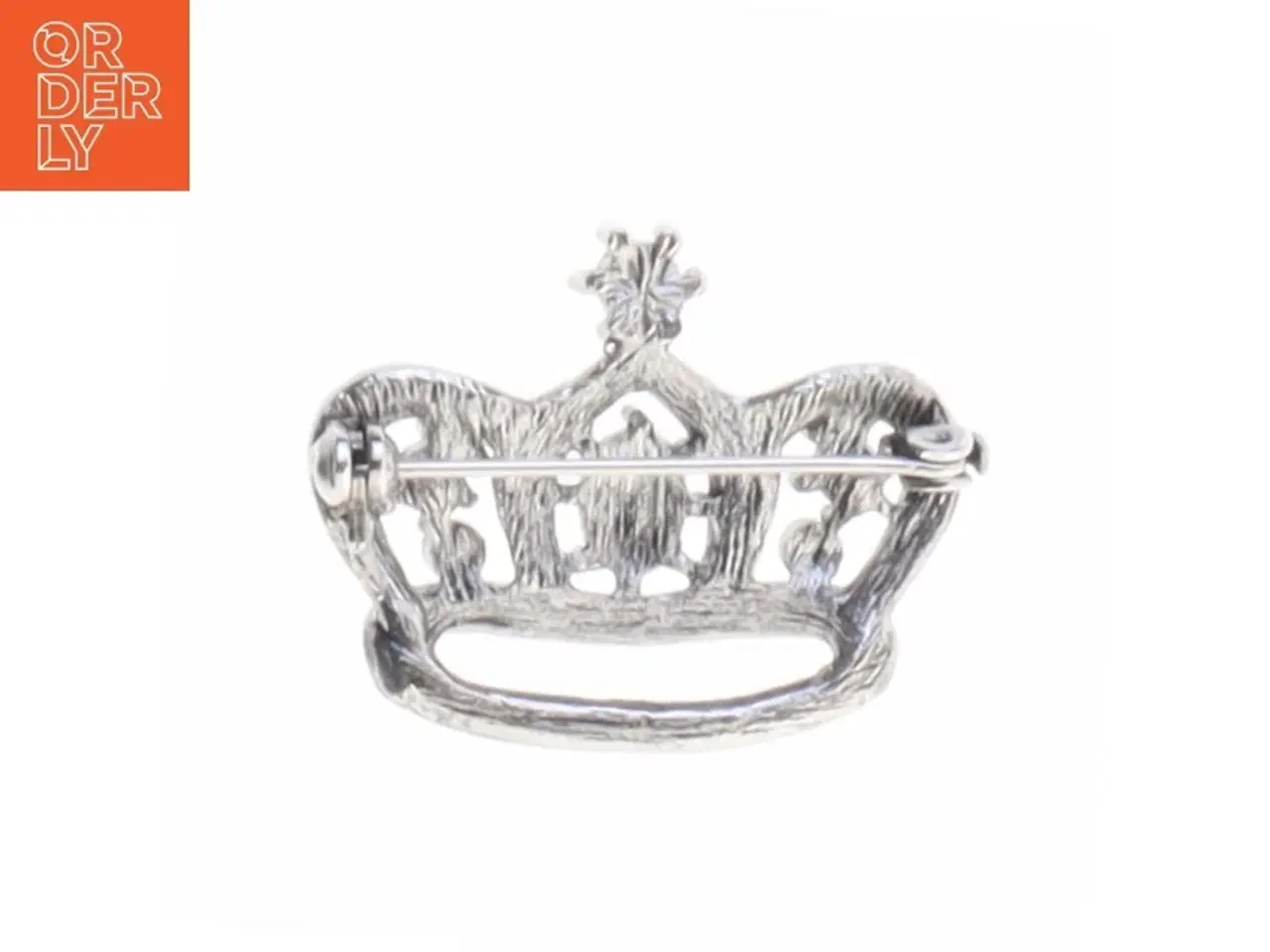 Billede 2 - Broche i form af en krone med rhinsten og lilla sten (str. 3,1 x 2,5 cm)