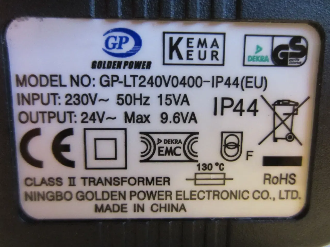 Billede 2 - GOLDEN POWER GP-LT240V0400 AC Adapter 24V~  400mA