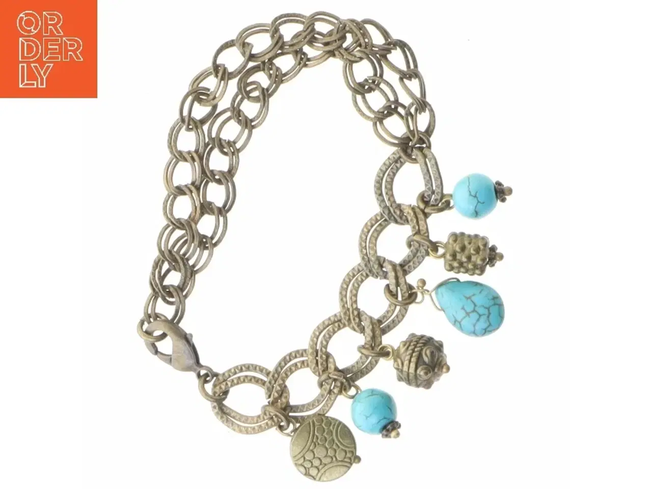 Billede 3 - Armbånd med tyrkis vedhæng (str. 19 cm)