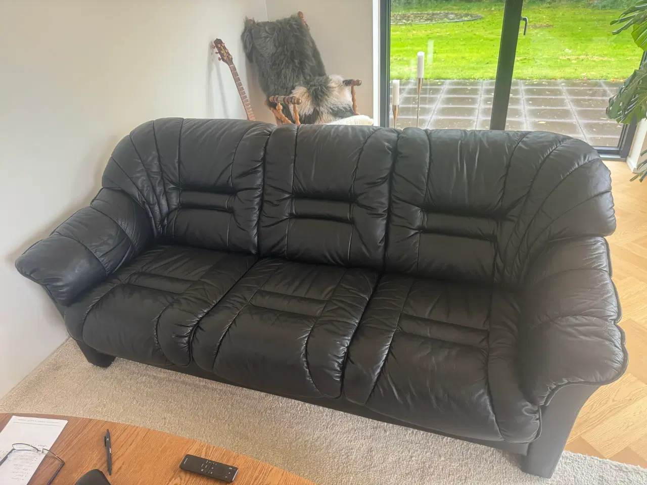 Billede 1 - 2 og 3 Pers. Lædersofa 