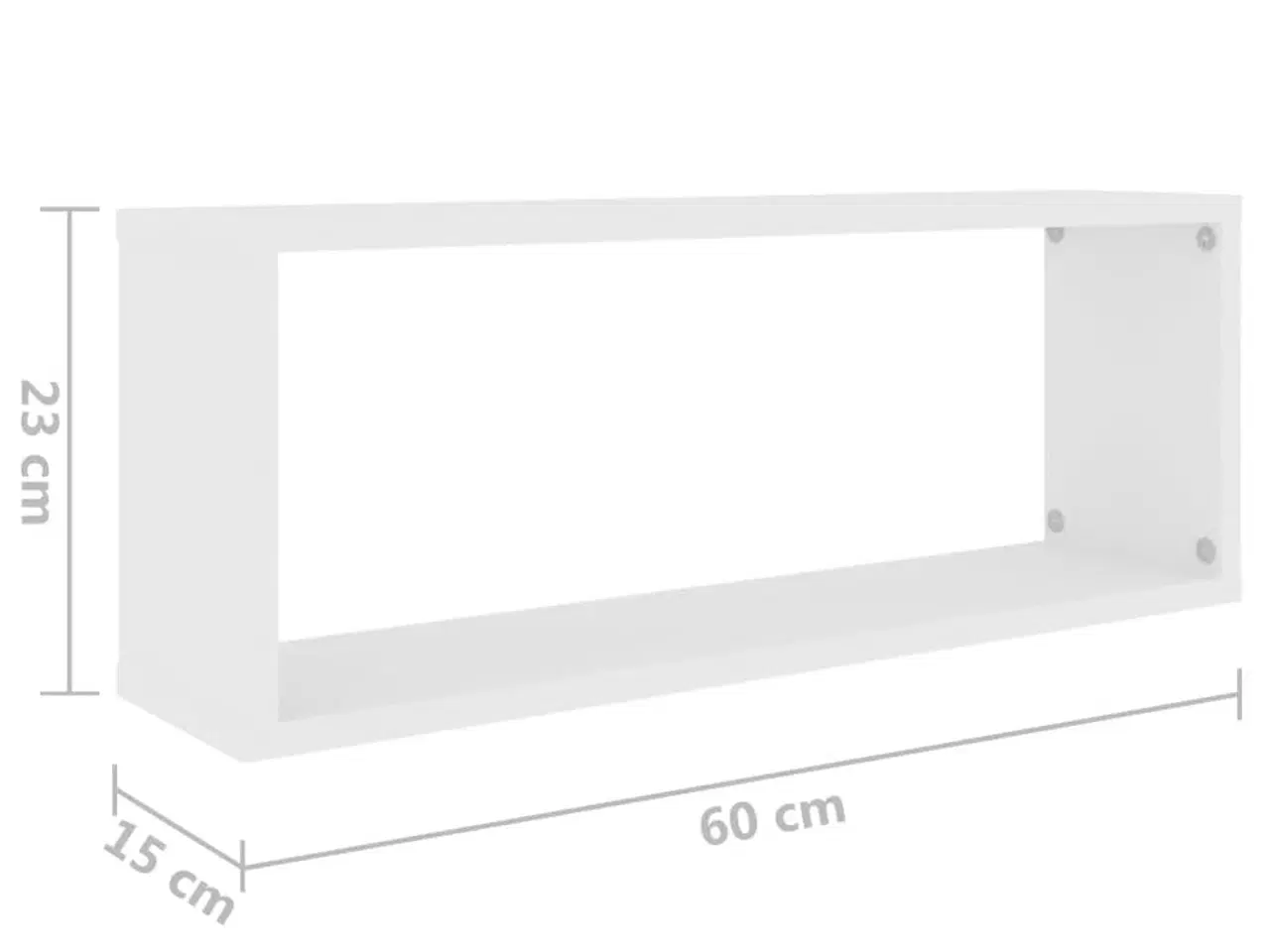 Billede 9 - Væghylder 2 stk. 60x15x23 cm kubeformet spånplade hvid