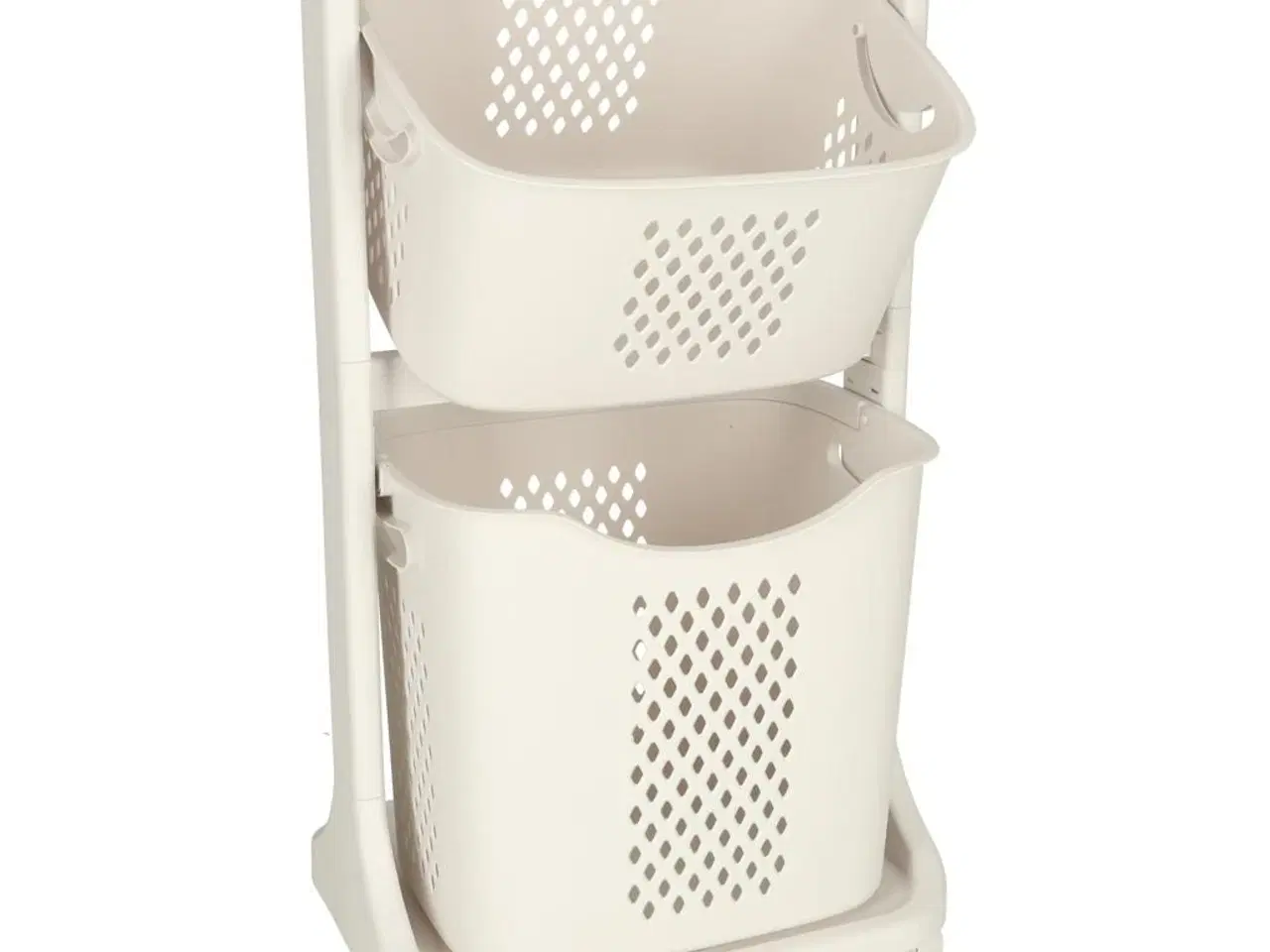 Billede 1 - Vasketøjskurv med dobbelte kurve på hjul – plast, 44 × 77,5 × 32 cm