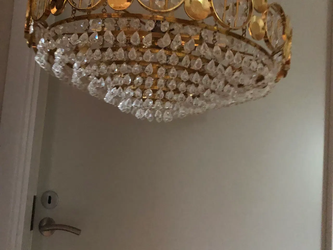 Billede 2 - Messing loftslampe m. Krystalvedhæng 2 væglamper 