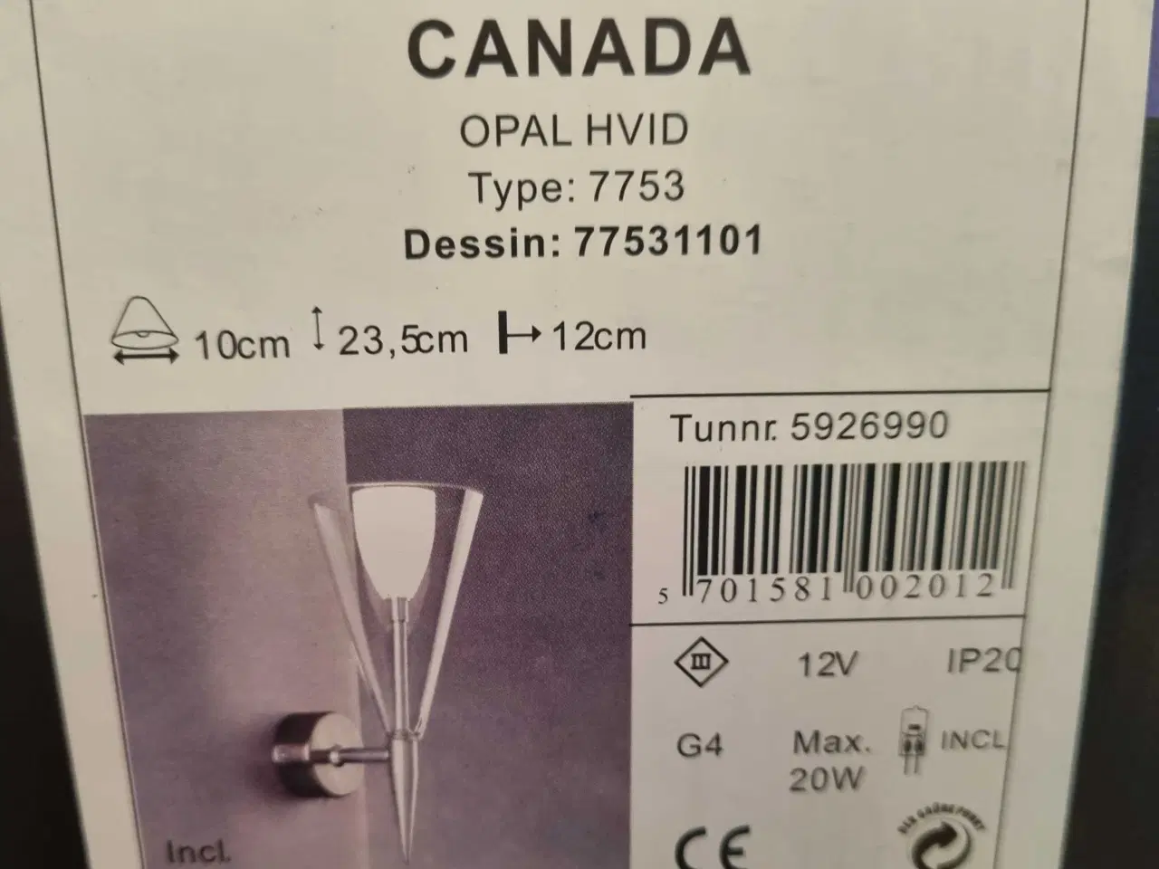 Billede 2 - Canada Nordlux Væglamper i glas og stål