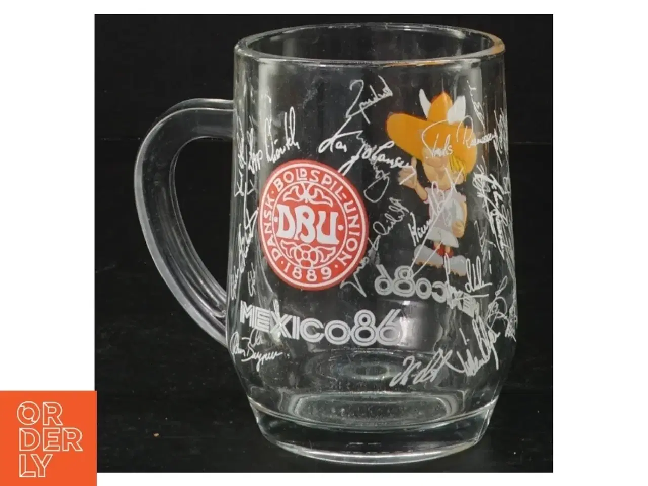 Billede 3 - Glas med tryk fra VM i fodbold 1986 (str. 11 cm)