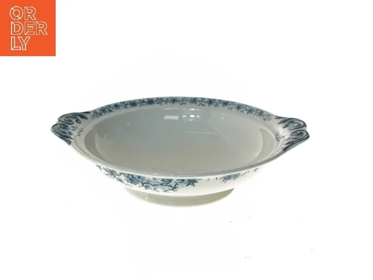 Billede 1 - Antikt porcelænsfad med blåt mønster (str. Ø 25,5 cm)