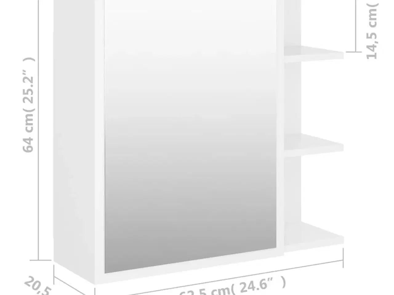 Billede 10 - Badeværelsesskab med spejl 62,5x20,5x64 cm konstrueret træ hvid