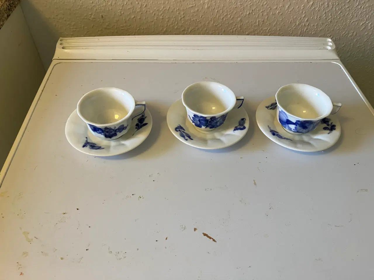 Billede 1 - 3 stk mokkakopper med underk. 10/8562 blå blomst