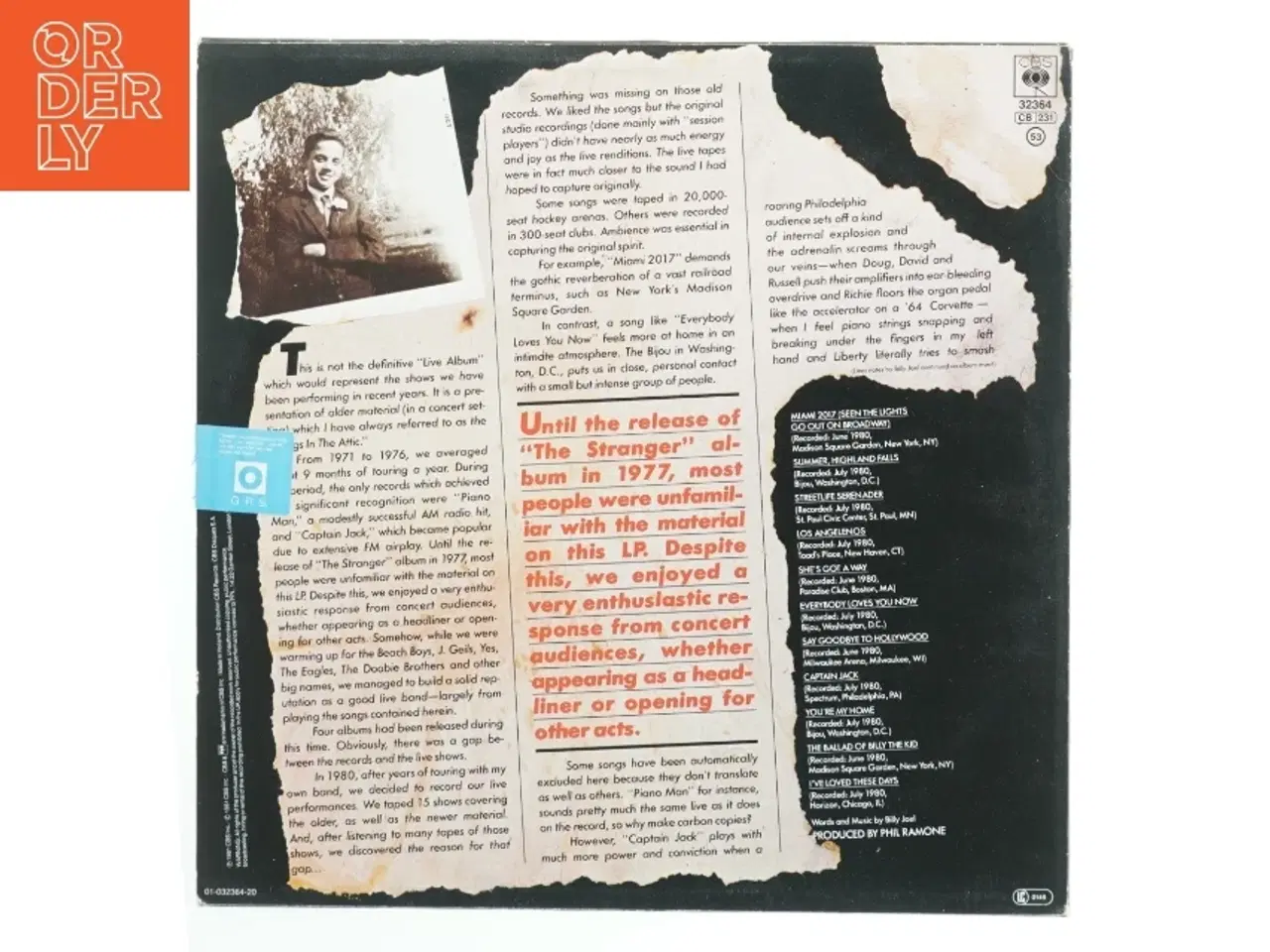 Billede 3 - Billy Joel - Songs in the Attic LP