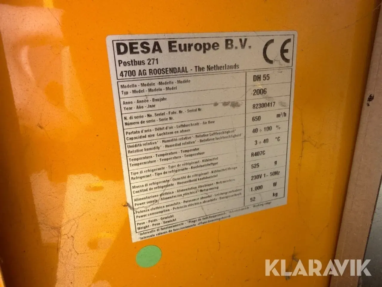 Billede 12 - Affugter DESA Europe B.V. DH 55