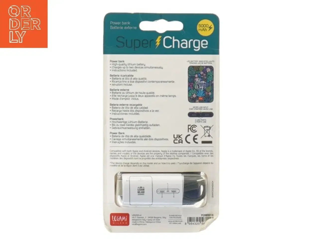 Billede 2 - Powerbank med blomstermønster