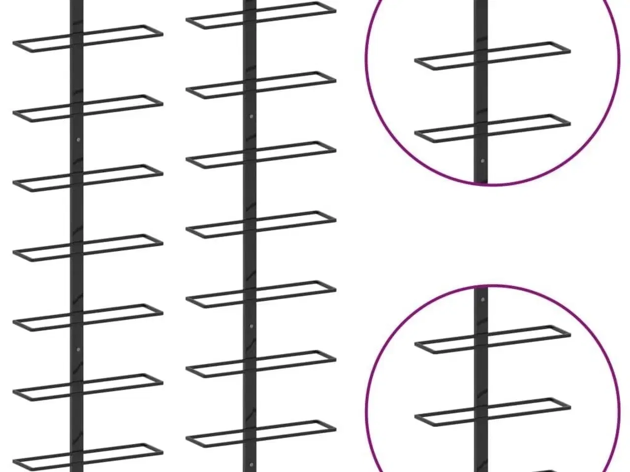 Billede 5 - Væghængte vinreoler 2 stk. til 18 vinflasker jern sort