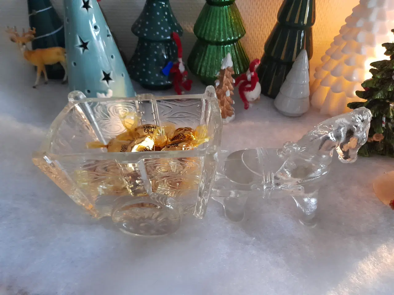 Billede 6 - Stor glas hest med vogn fra 1950'erne.