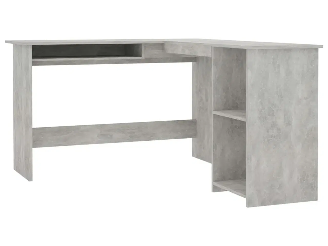 Billede 2 - L-formet skrivebord 120x140x75 cm konstrueret træ betongrå