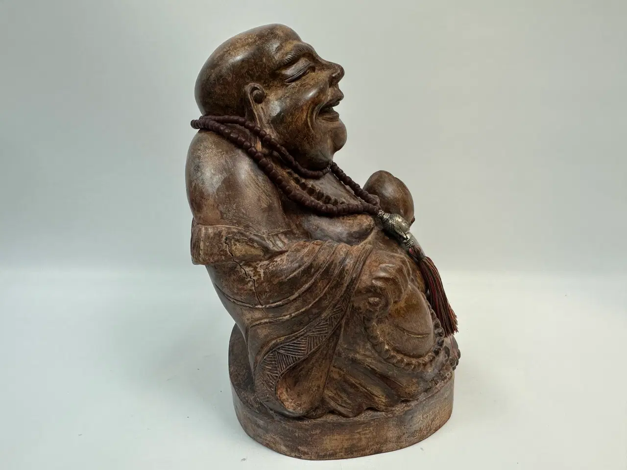 Billede 5 - Stor asiatisk Budda træfigur / træskulptur