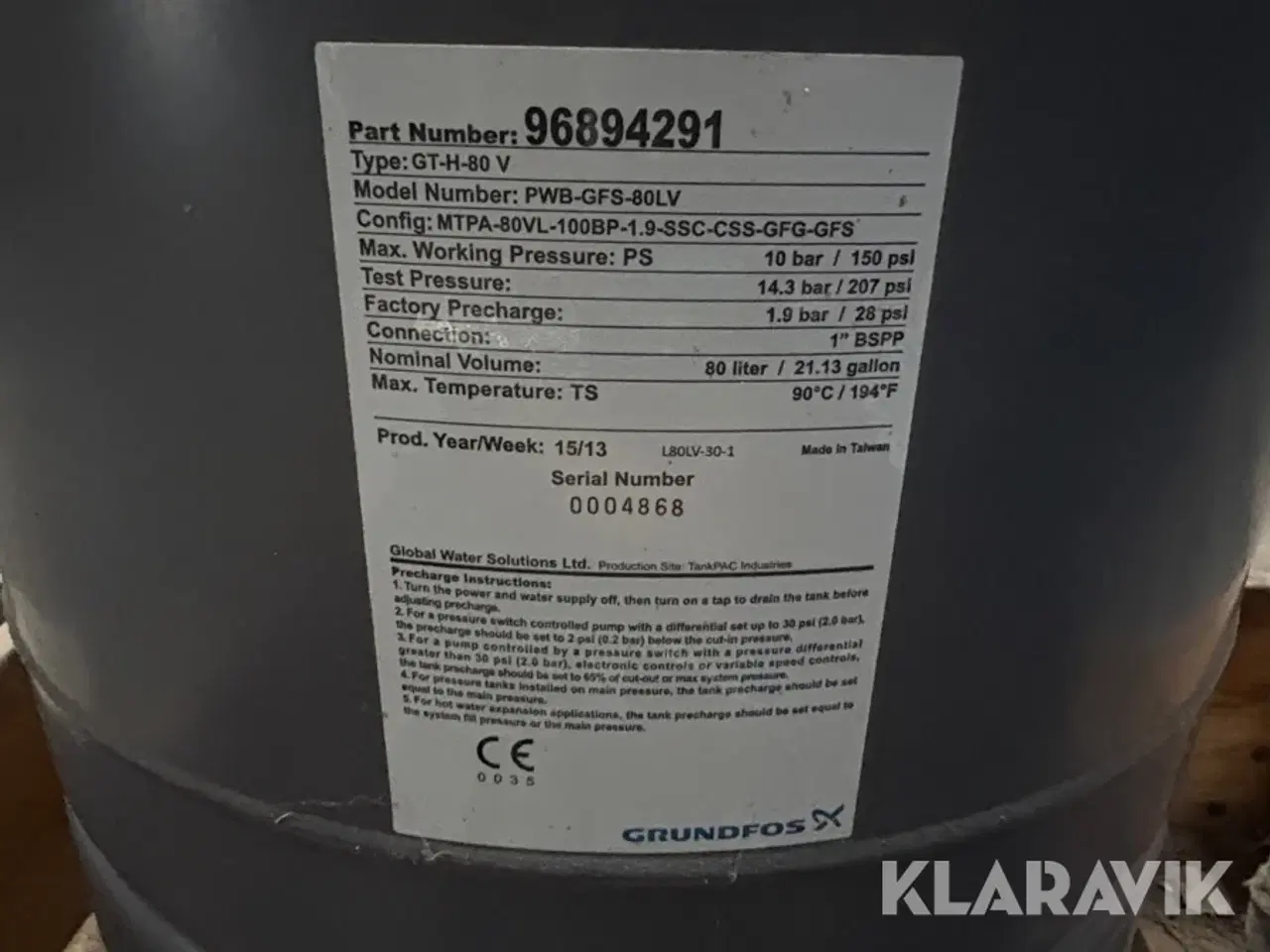 Billede 12 - Vandpumpe og hydrofor Grundfos GT-H-80V