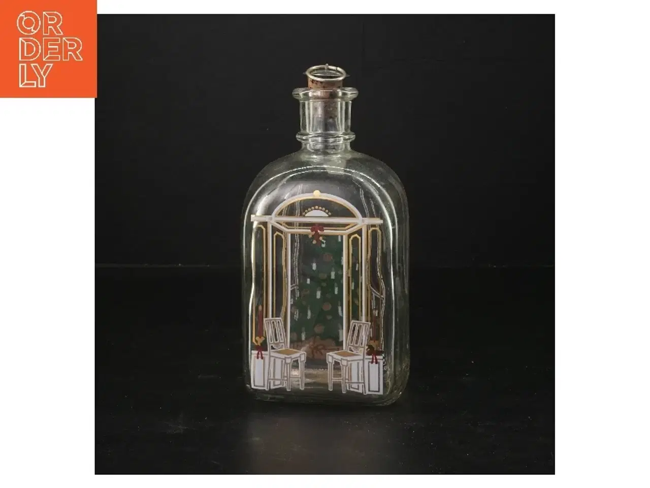 Billede 3 - Klukflaske med juletræsmotiv fra Holmegaard (str. 20 cm)