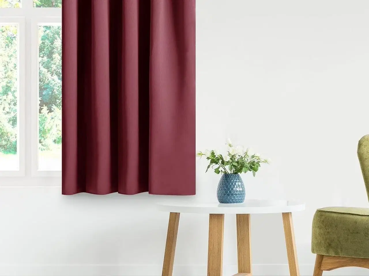Billede 5 - Mørklægningsgardin blackout 140x245 cm – vinrød, klassisk bånd – AmeliaHome