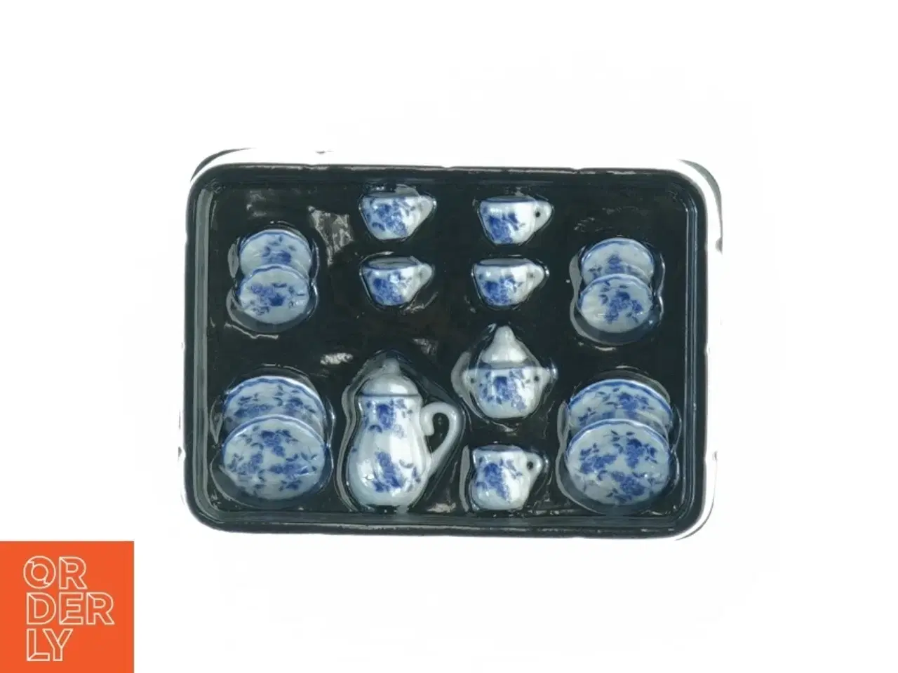 Billede 1 - Porcelæns kagedåse med blåt blomstermotiv