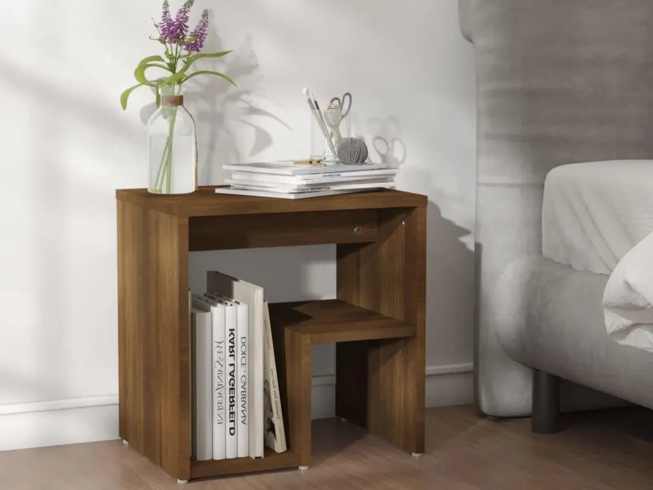 Billede 1 - Sengebord 40x30x40 cm konstrueret træ brun egetræsfarve