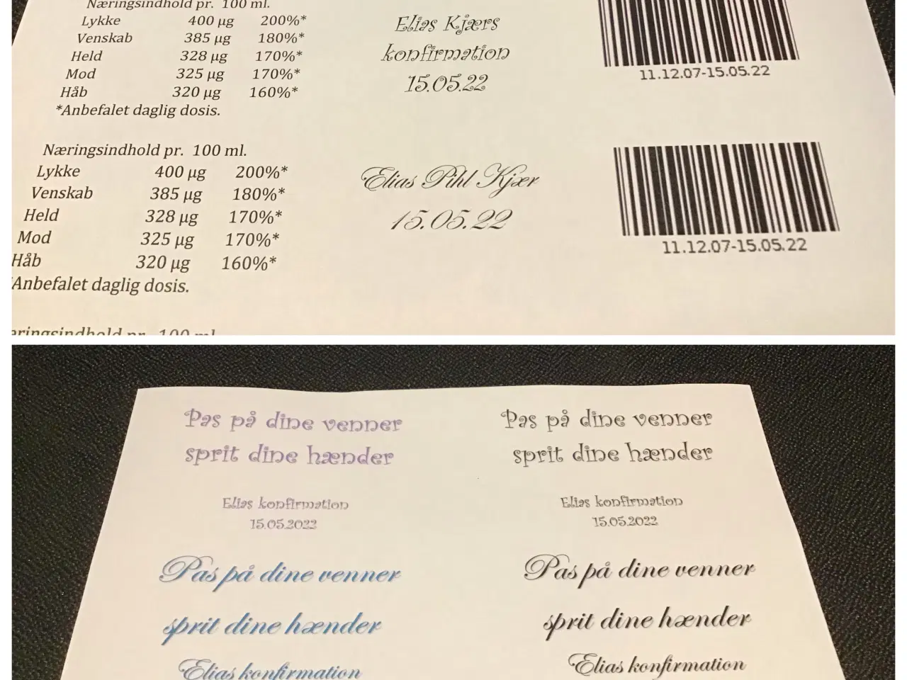 Billede 3 - Labels til konfirmation med navn og dato
