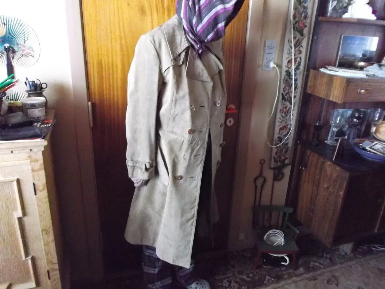 Billede 1 - Ruskind frakke lang,ægte skind