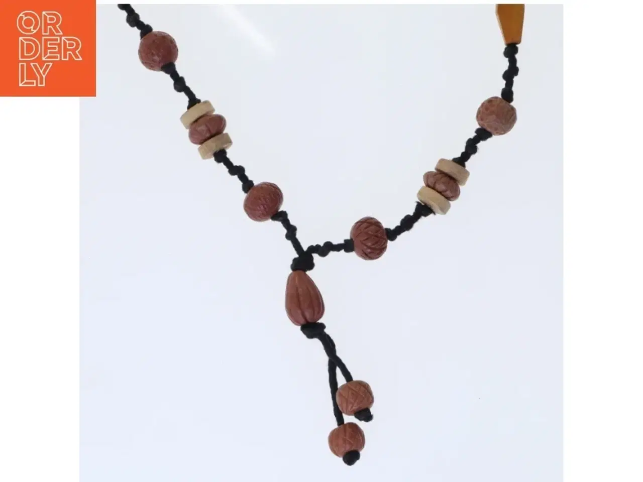 Billede 1 - Halskæde med træperler (str. 96 cm)