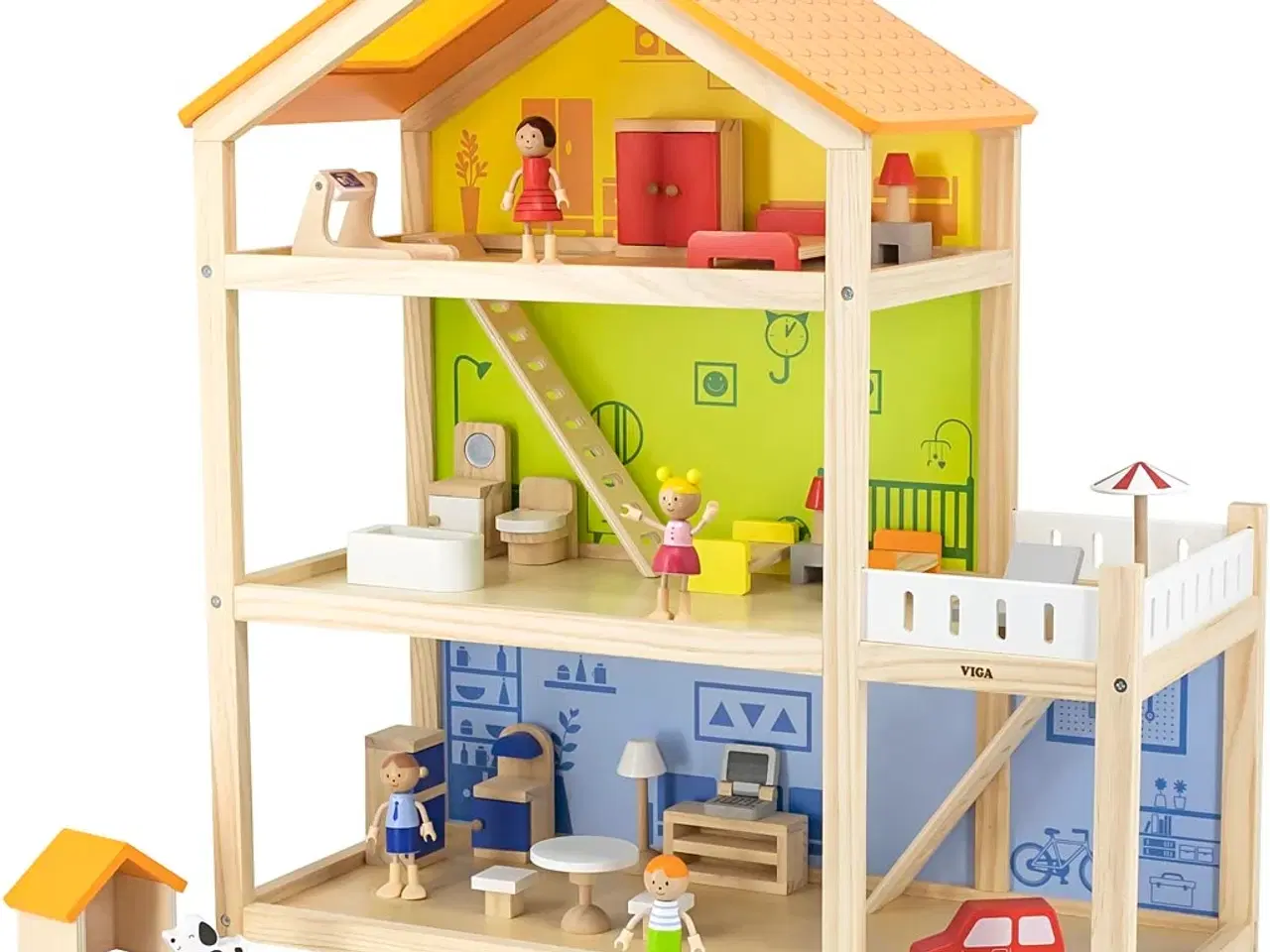 Billede 1 - VIGA Dukkehus med Terrasse og Garage - 3 Etager