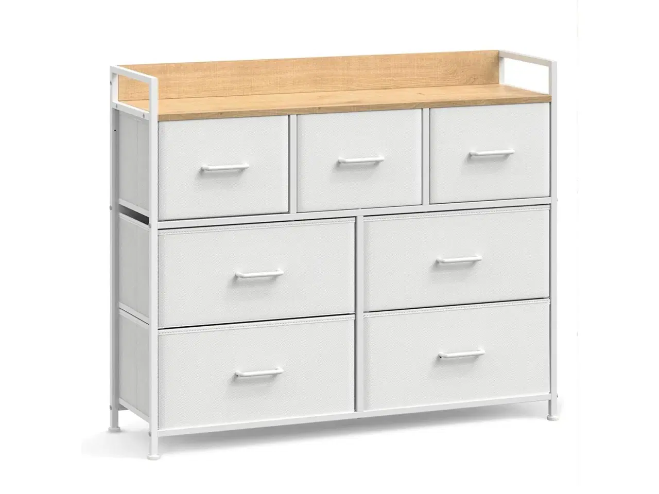 Billede 1 - Kommode med 7 skuffer stofskuffer, metalstel, hvid og træfarve