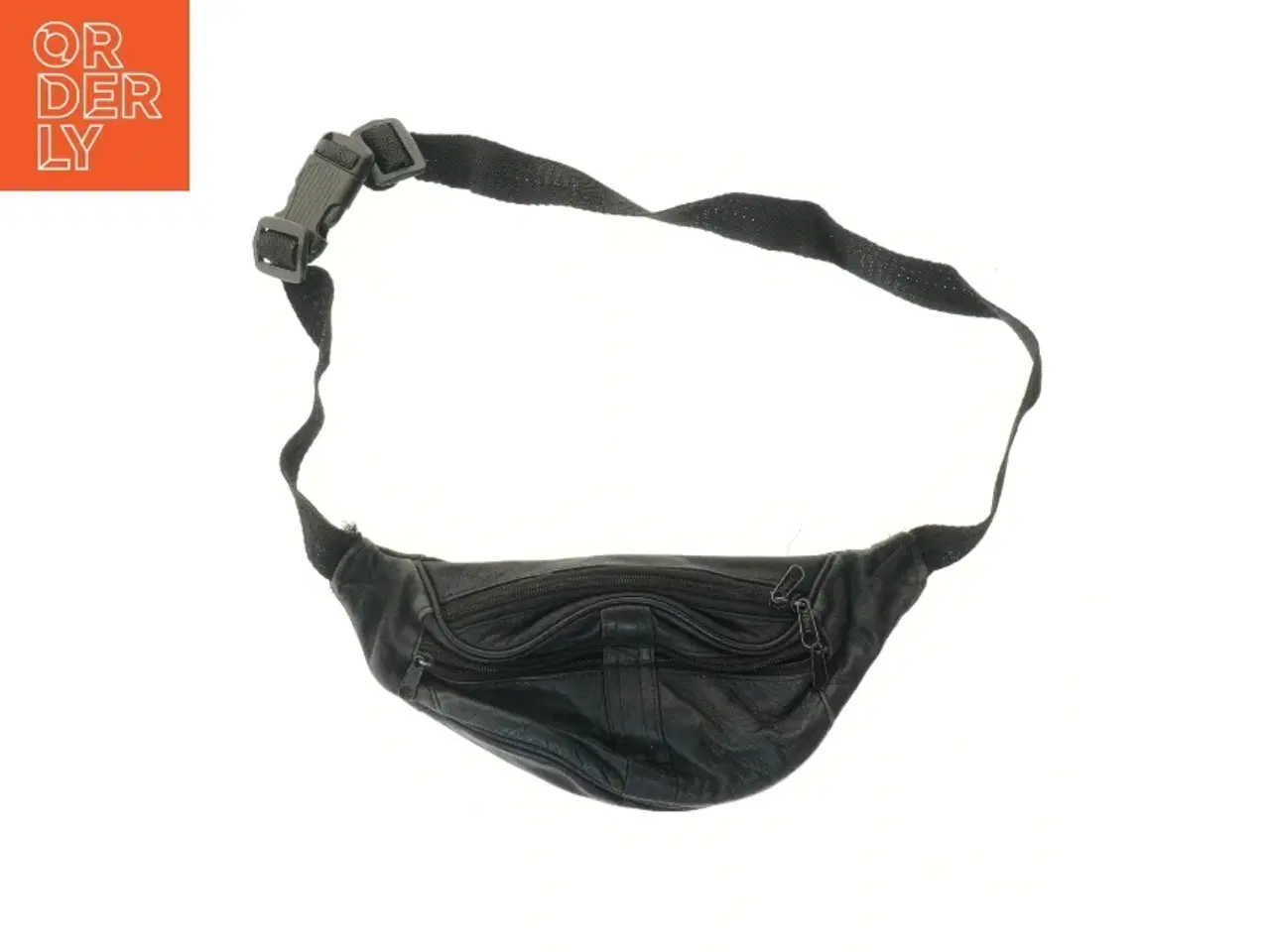 Billede 1 - Sort bæltetaske i læder (str. 31x15 cm)