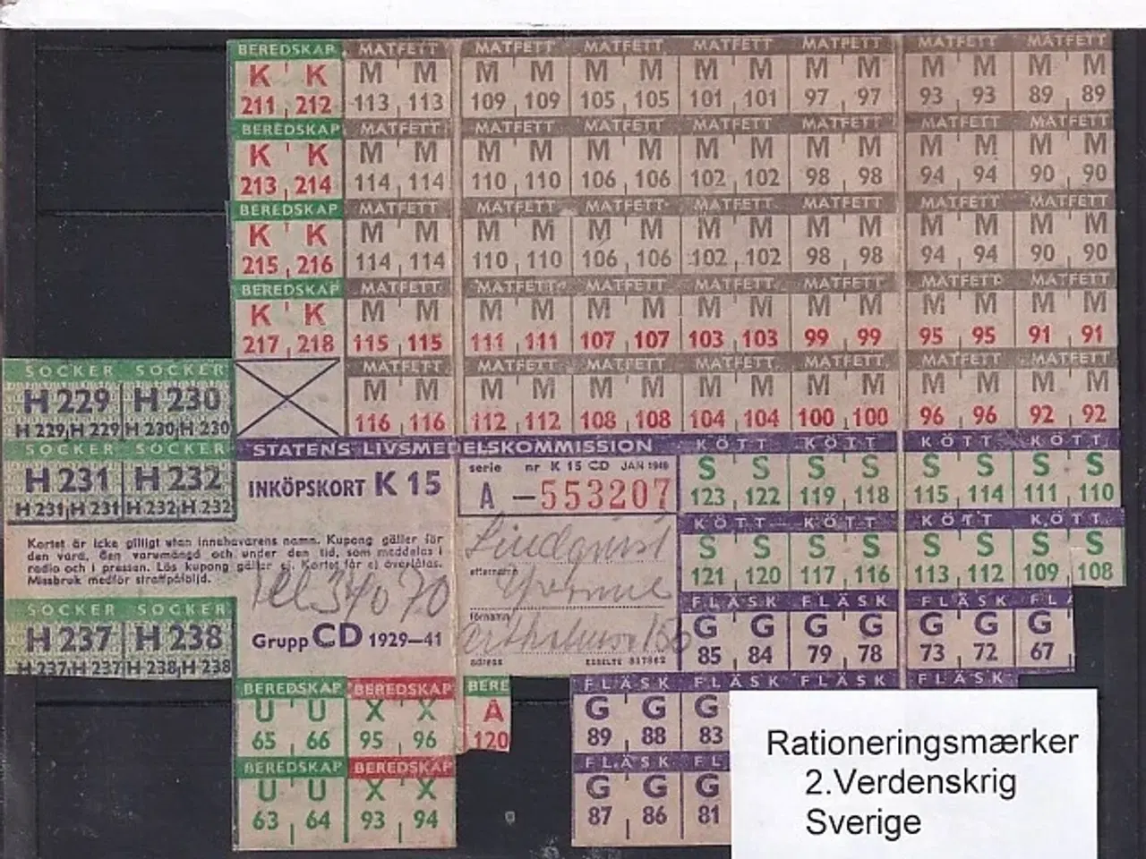 Billede 1 - Rationeringsmærker - 2. Verdenskrig - Sverige