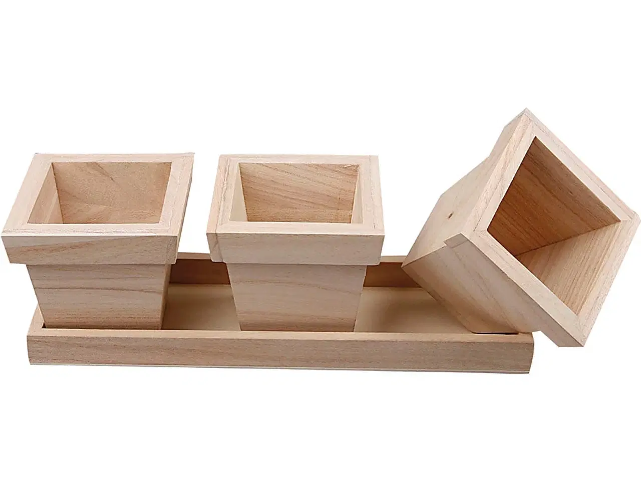 Billede 1 - Elegant Urtepottesæt med Træbakke - 3 Potte Sæt