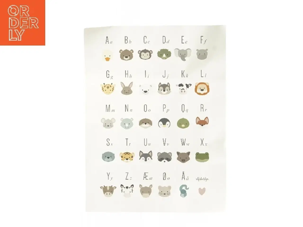 Billede 1 - Børne alfabetplakat med dyremotiver (str. 39x29,6 cm)