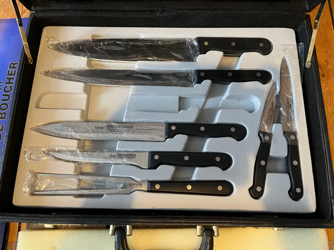 Billede 1 - Empire 7-delt knivsæt i kuffert rustfrit stål sort