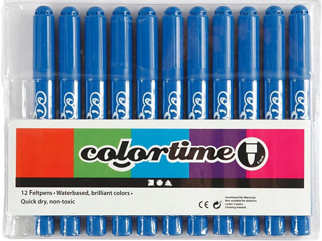 Billede 1 - Colortime Tusch, streg 5 mm, azure, 12stk./ 1 pk.