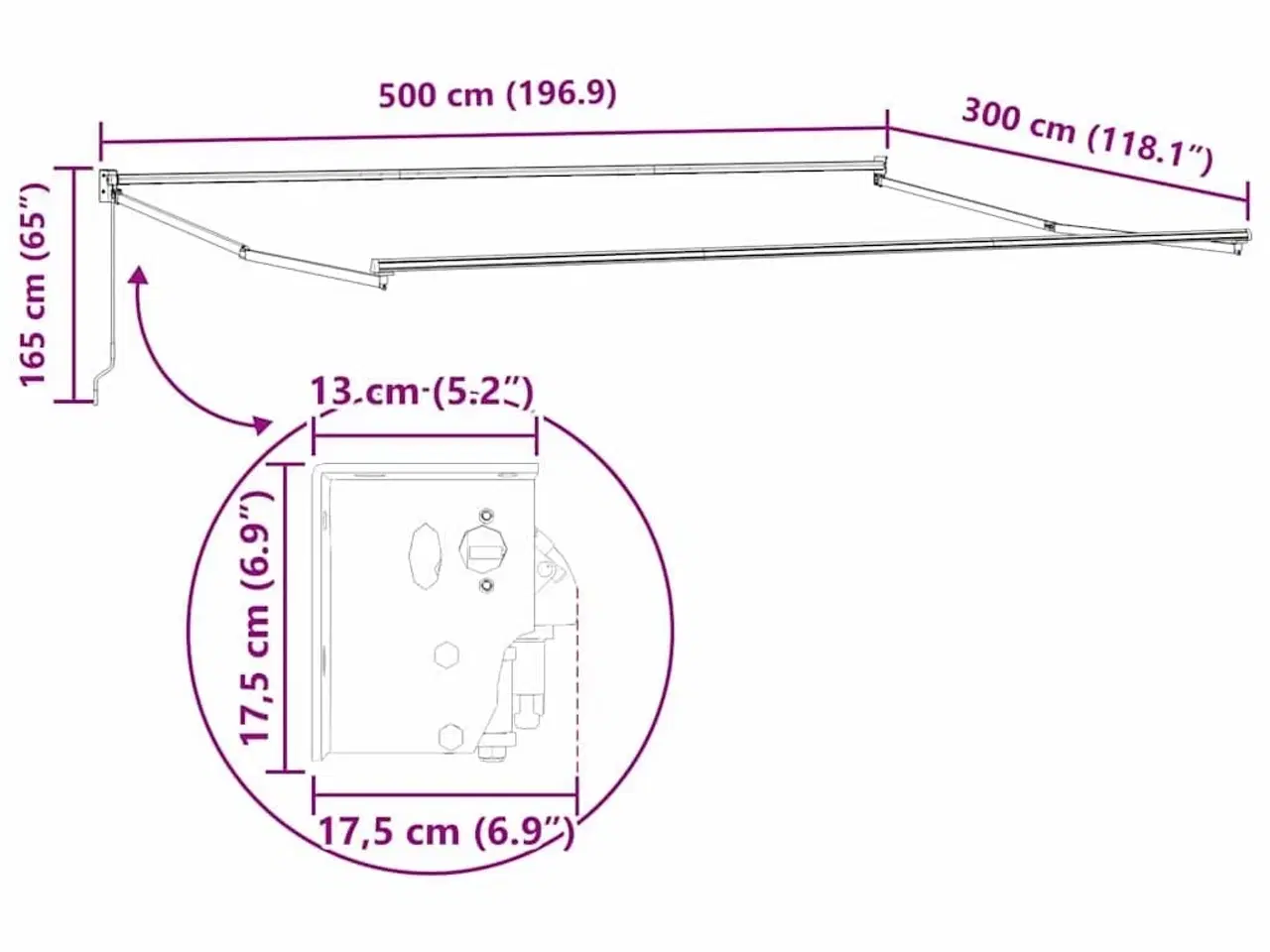 Billede 10 - Markise Antracit 5 x 3 m Metal