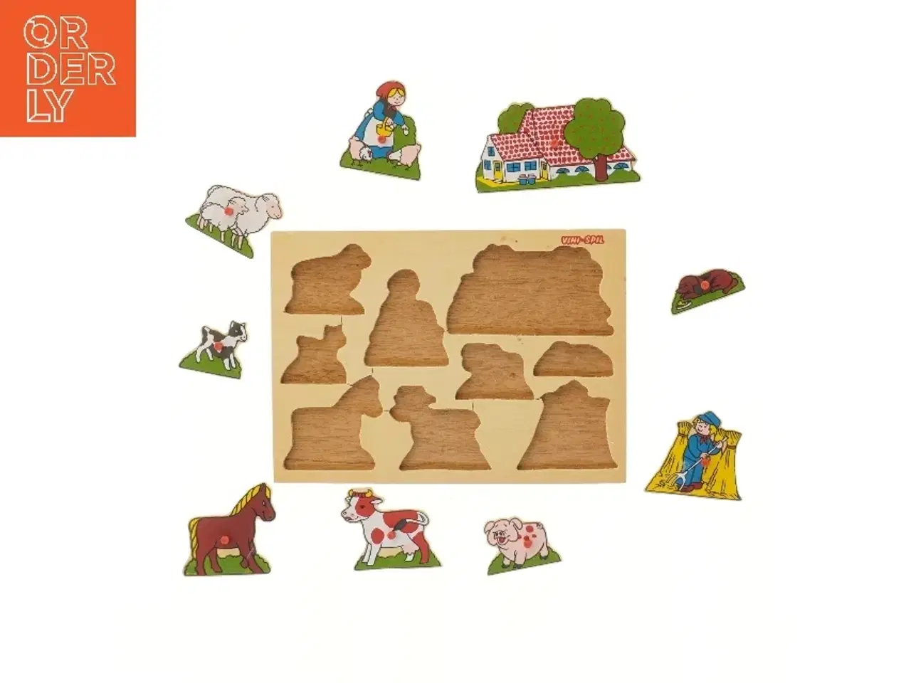 Billede 2 - Træpuslespil med gårdmotiver (str. 29,5x21 cm)