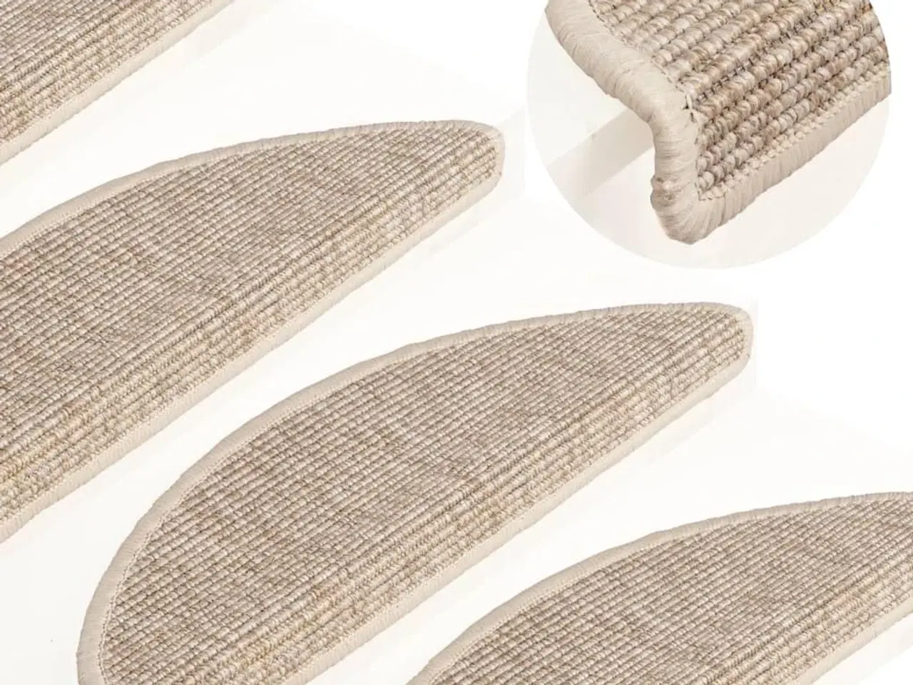 Billede 1 - Trappemåtter 15 stk. 56x17x3 cm lys beige halvrunde