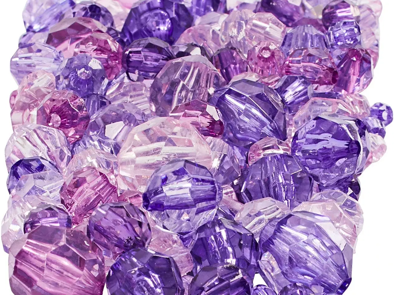 Billede 1 - Facetperler, str. 4-12 mm, hulstr. 1-2,5 mm, ca. 860 stk., lilla, 250 g/ 1 pk.