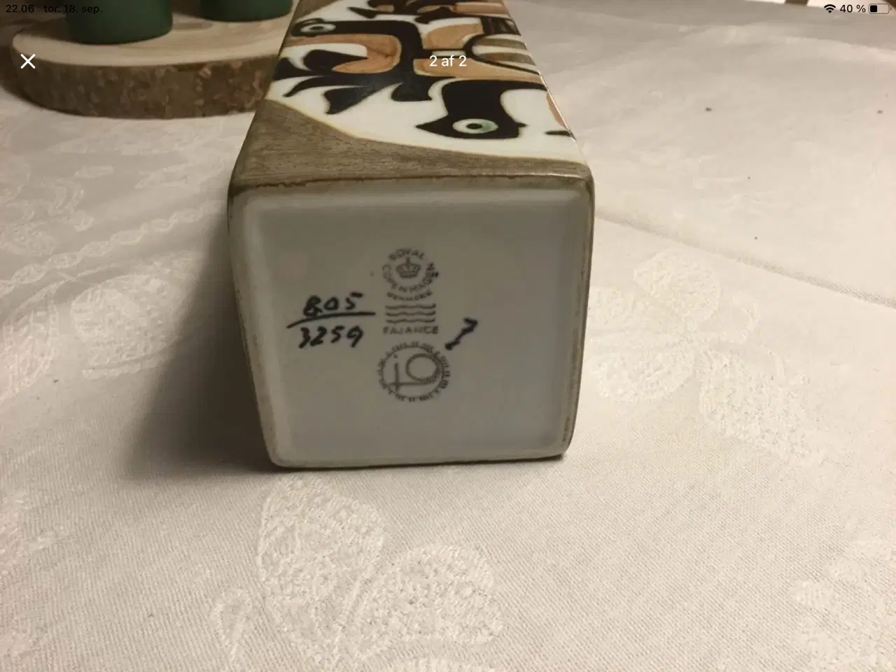 Billede 2 - Royal Copenhagen, firkantet vase Alumina