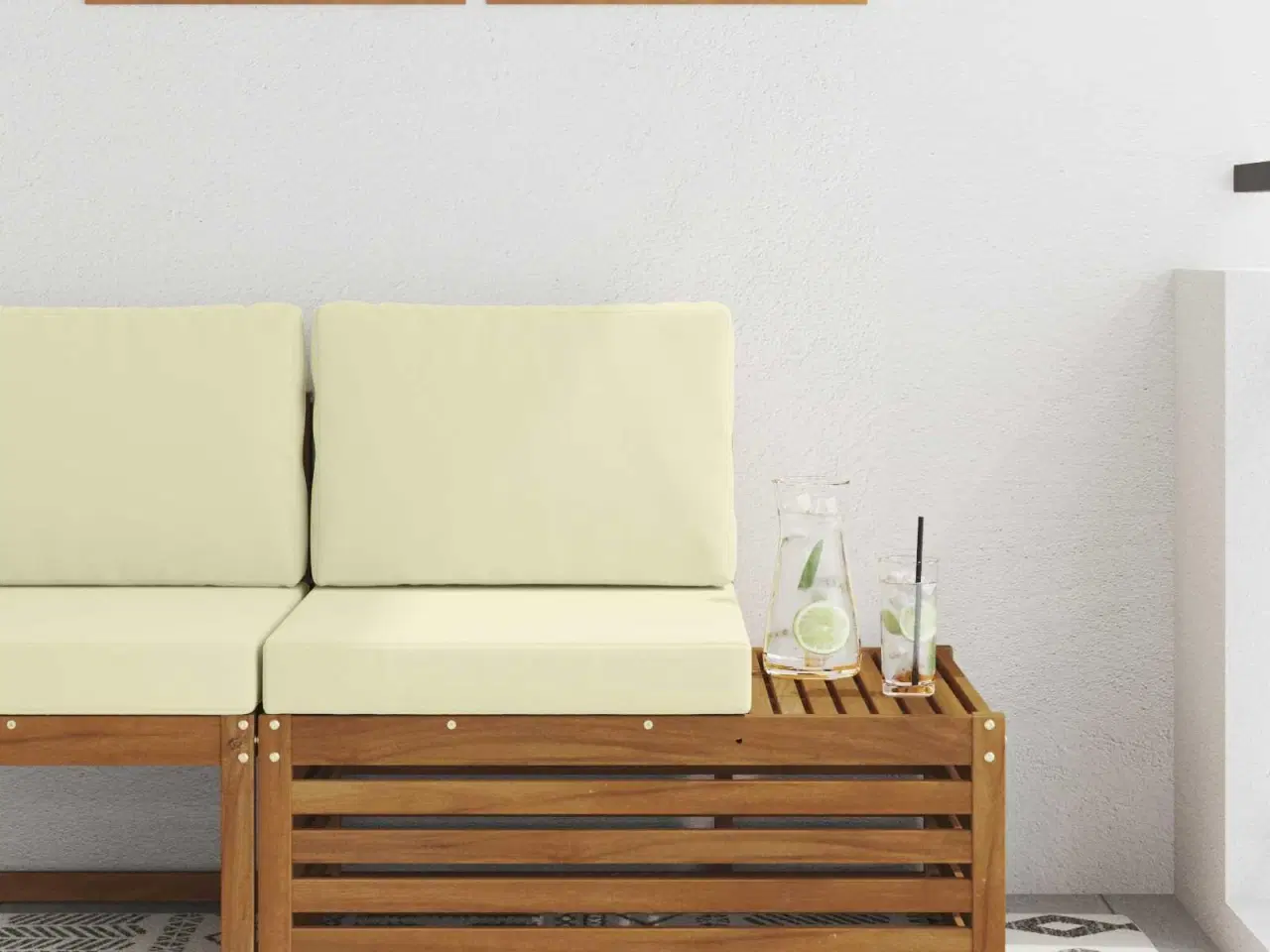 Billede 1 - Udendørs end sofa Naturfarvet 91 x 63 x 73 cm Massivt Akacietræ