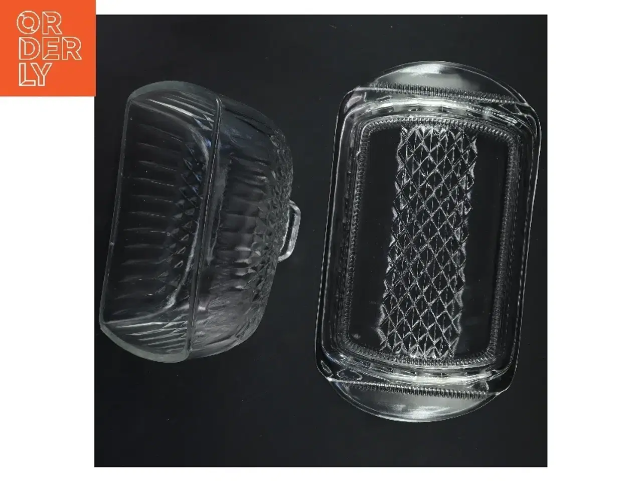 Billede 3 - Vintage Glas Smørskål med låg (str. 27x15&19x12x12 cm)