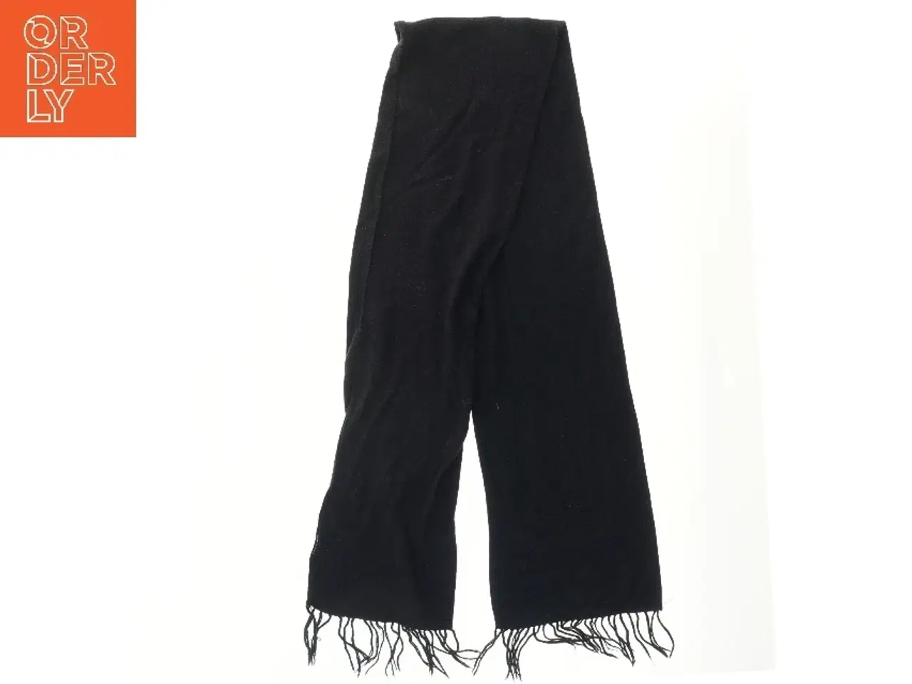 Billede 2 - Sort blødt tørklæde med frynser (str. 160x23 cm)